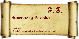 Humenszky Bianka névjegykártya
